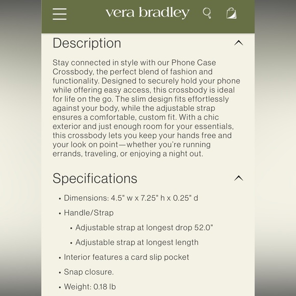 New Vera Bradley phone case crossbody in Bossanova Bold in Nylon Twill - Picture 5 of 6